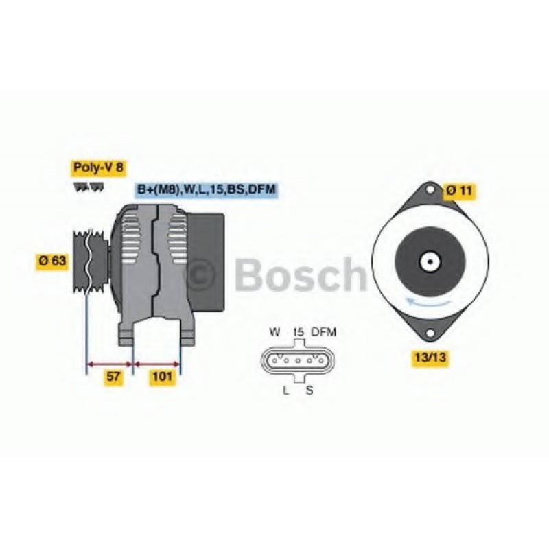 0124555009 BOSCH ΔΥΝΑΜΟ 24V 80A VOLVO DAF RENAULT