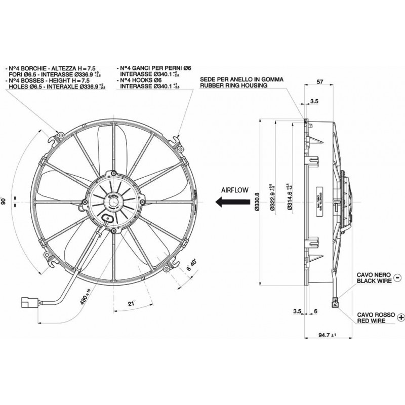 VA01-BP70/LL-36S (30102546) ΜΟΤΕΡ SPAL 24V ΠΡΟΩΘΗΣΗΣ