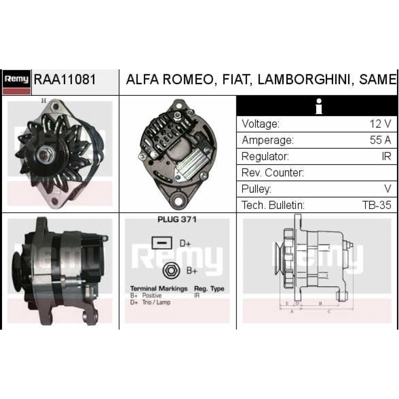 AS-4039 AS ΔΥΝΑΜΟ 14V 55A MARELLI FIAT